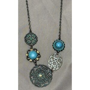turquoise necklace And Earrings‎ 18" Chain